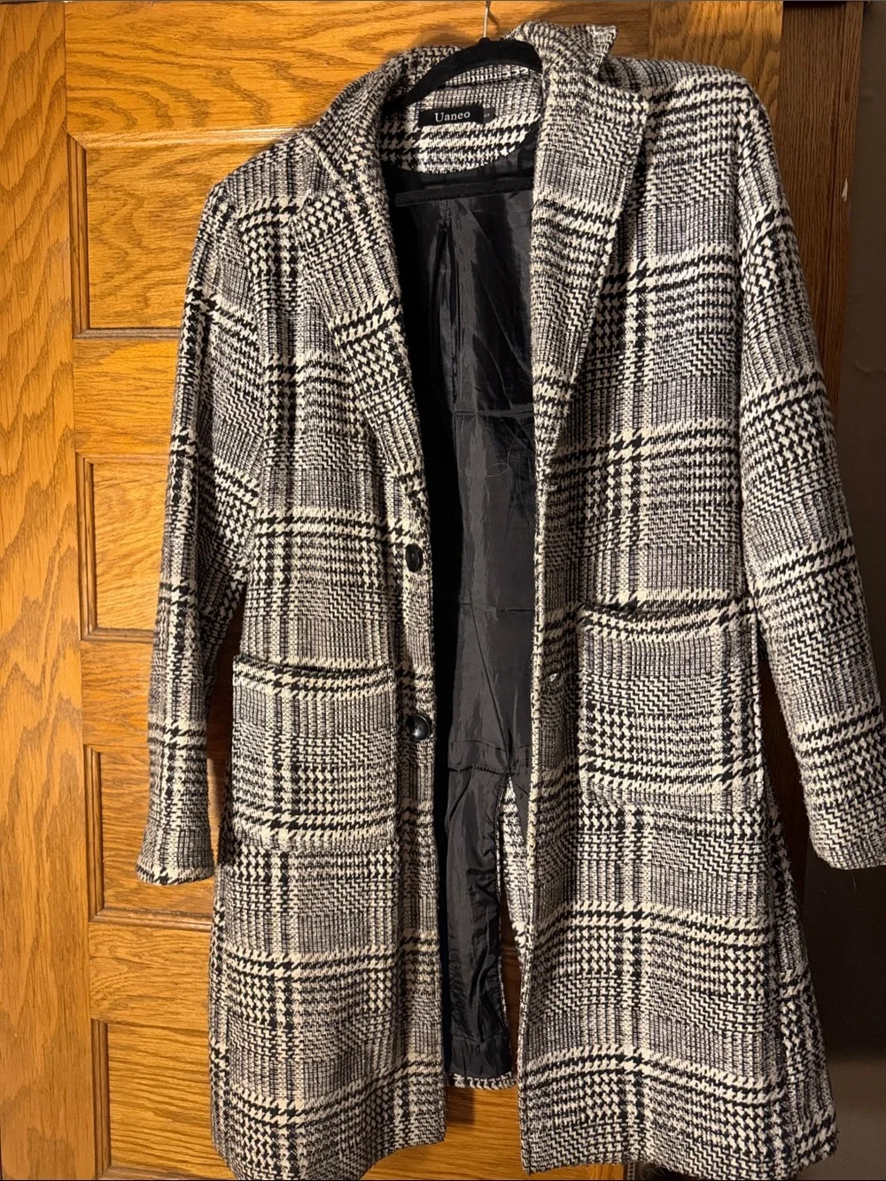 Men's Black & White Glen Plaid Overcoat
